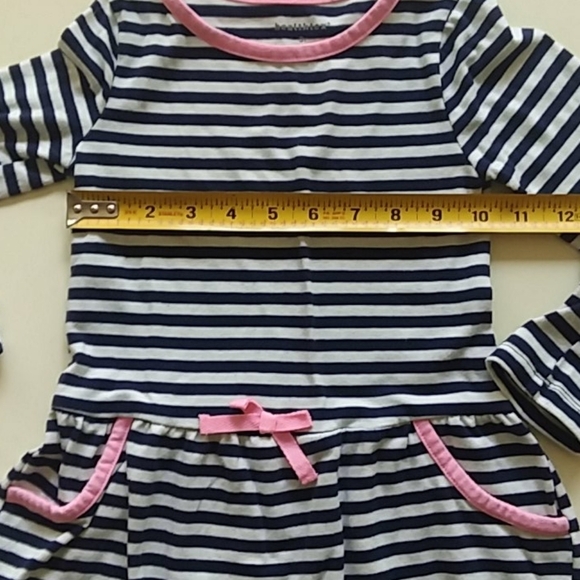 Healthtex 3T Navy white striped long-sleeve dress - Picture 4 of 6